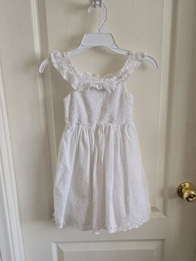 Cat & Jack White Eyelet Ruffle-Shoulder Dress
